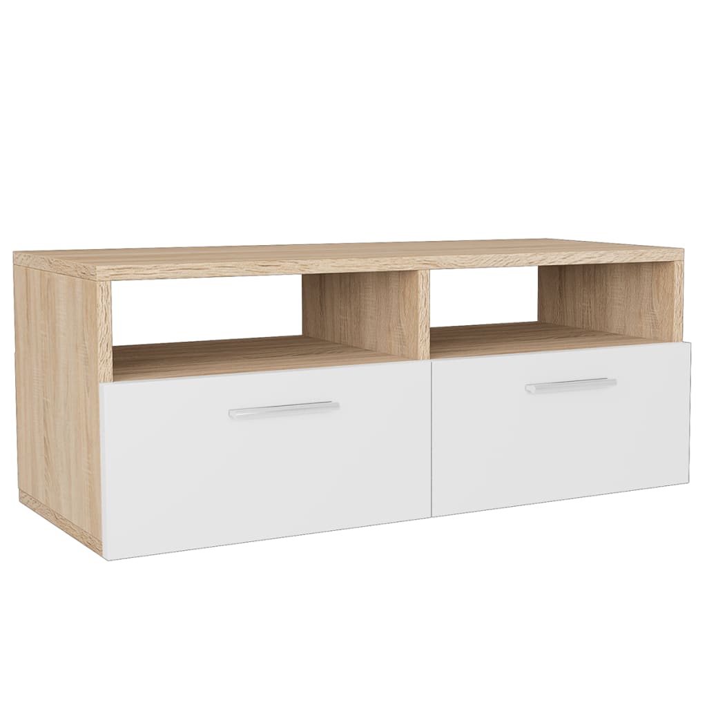 vidaXL Mueble de TV madera de ingeniería roble y blanco 95x35x36 cm