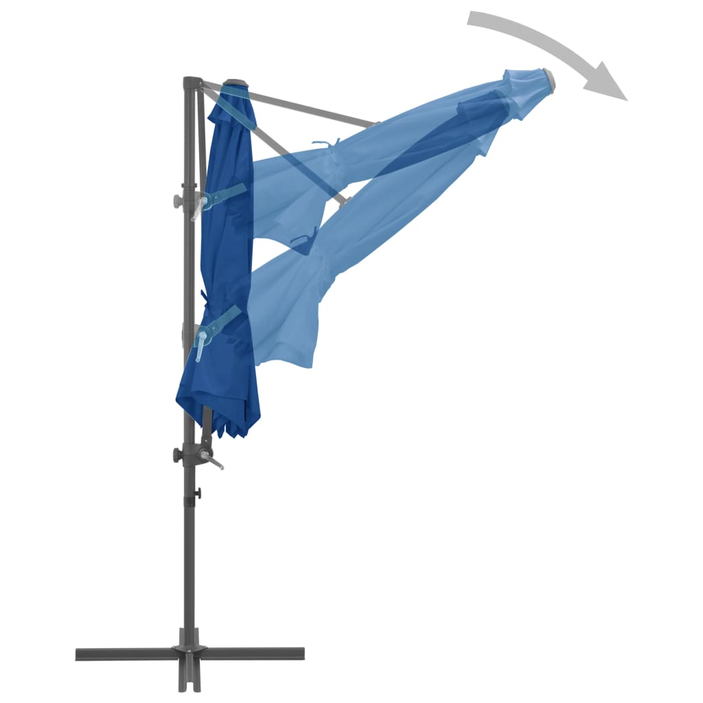 vidaXL Sombrilla voladiza con poste de acero azul celeste 300 cm