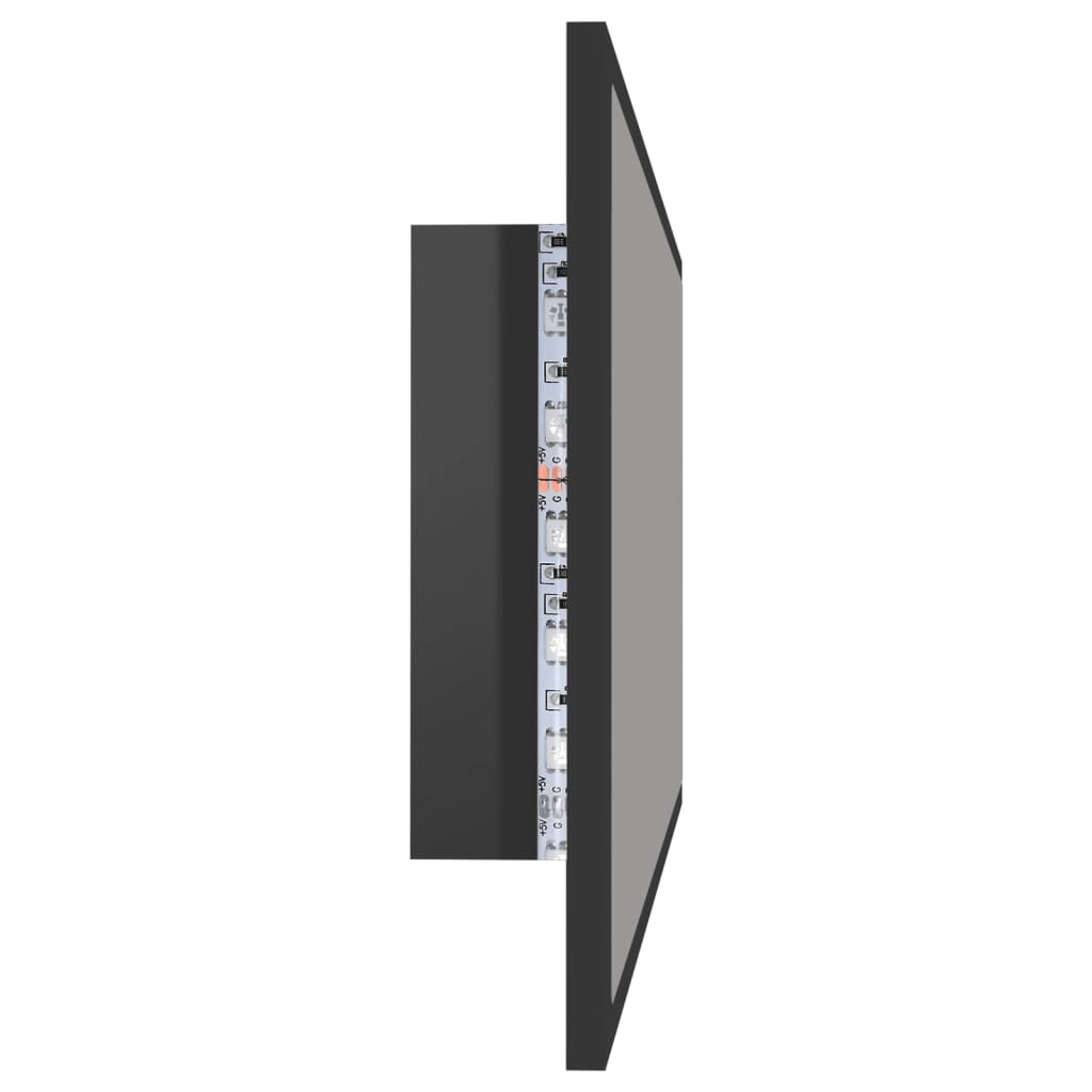 vidaXL Espejo de baño LED acrílico gris brillo 90x8,5x37 cm