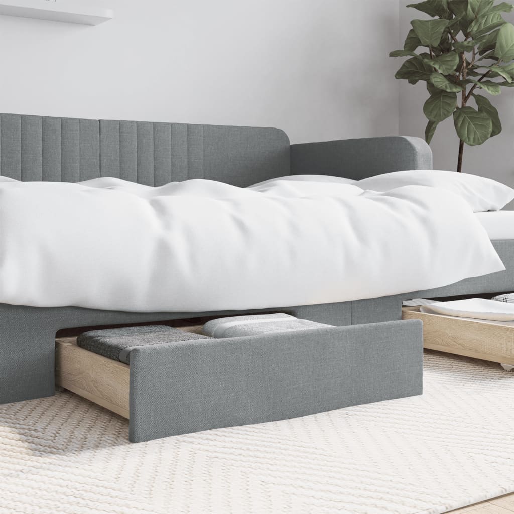 vidaXL Cajones de cama 2 uds madera de ingeniería y tela gris claro