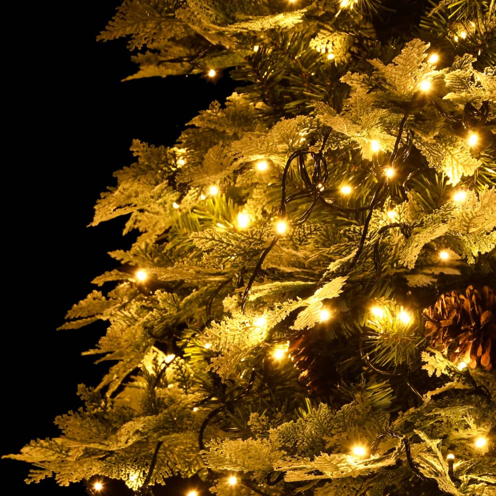 vidaXL Árbol de Navidad con luces y piñas PVC PE verde 225 cm