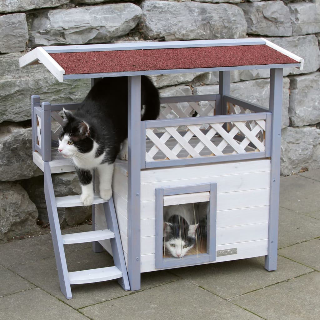 Kerbl Casa para gatos Lodge Ontario gris claro 77x50x73 cm