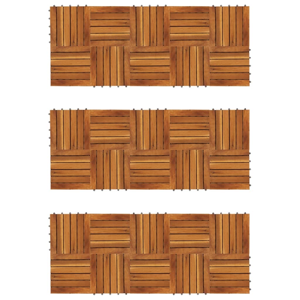 vidaXL Baldosas de porche patrón vertical 30 piezas acacia 30x30 cm