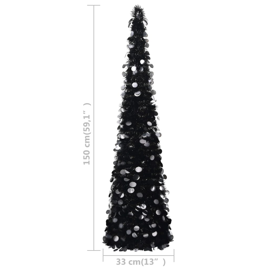 vidaXL Árbol de Navidad artificial emergente PET negro 150 cm