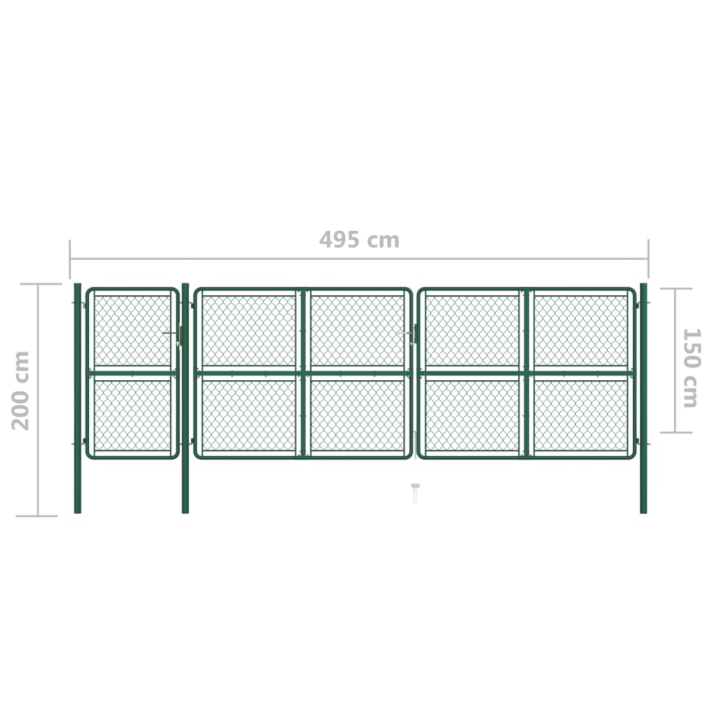vidaXL Puerta de valla para jardín acero verde 150x495 cm