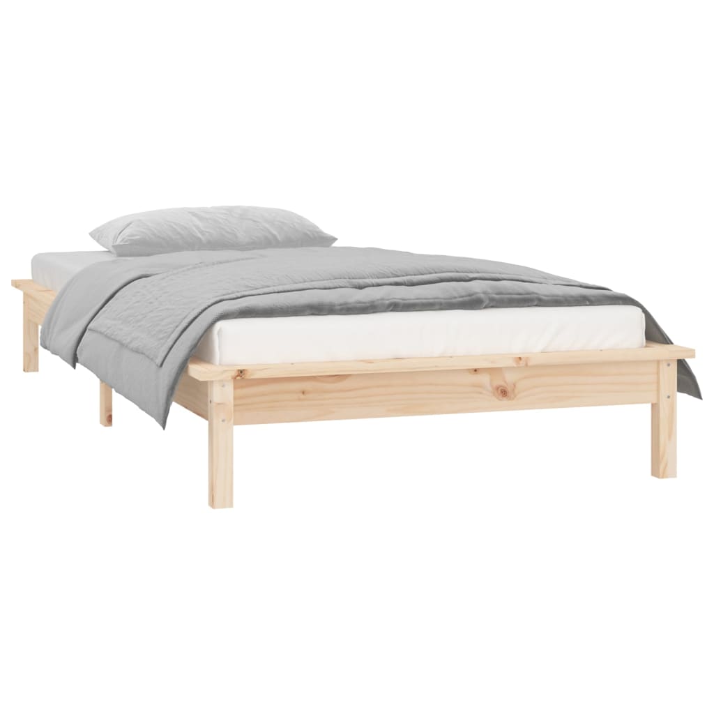 vidaXL Estructura de cama con LED madera maciza 90x200 cm
