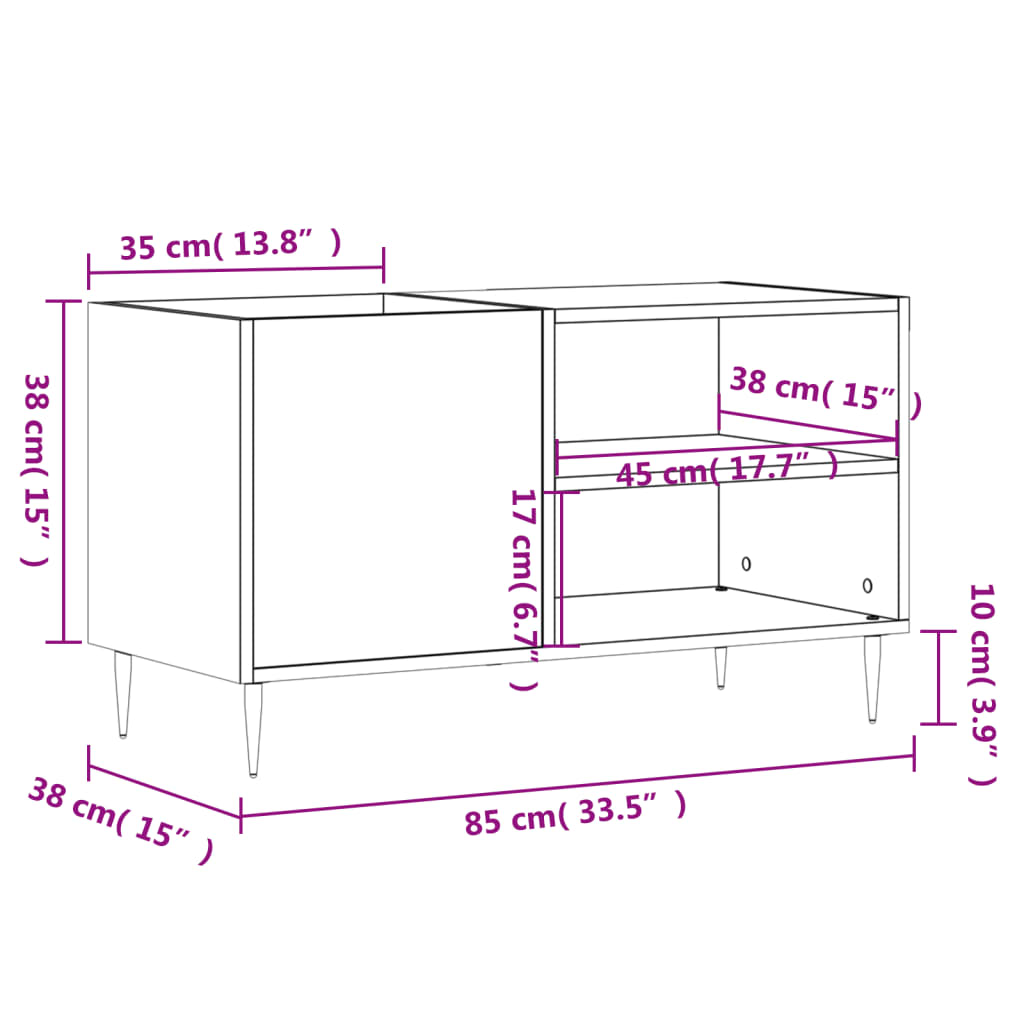 vidaXL Mueble de discos madera de ingeniería roble Sonoma 85x38x48 cm