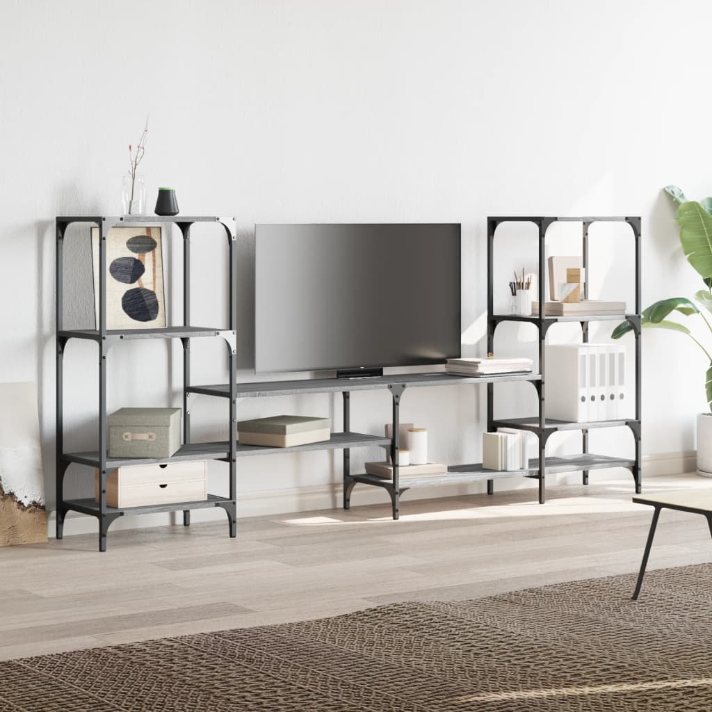 vidaXL Mueble de TV madera de ingeniería gris Sonoma 206,5x28,5x95 cm