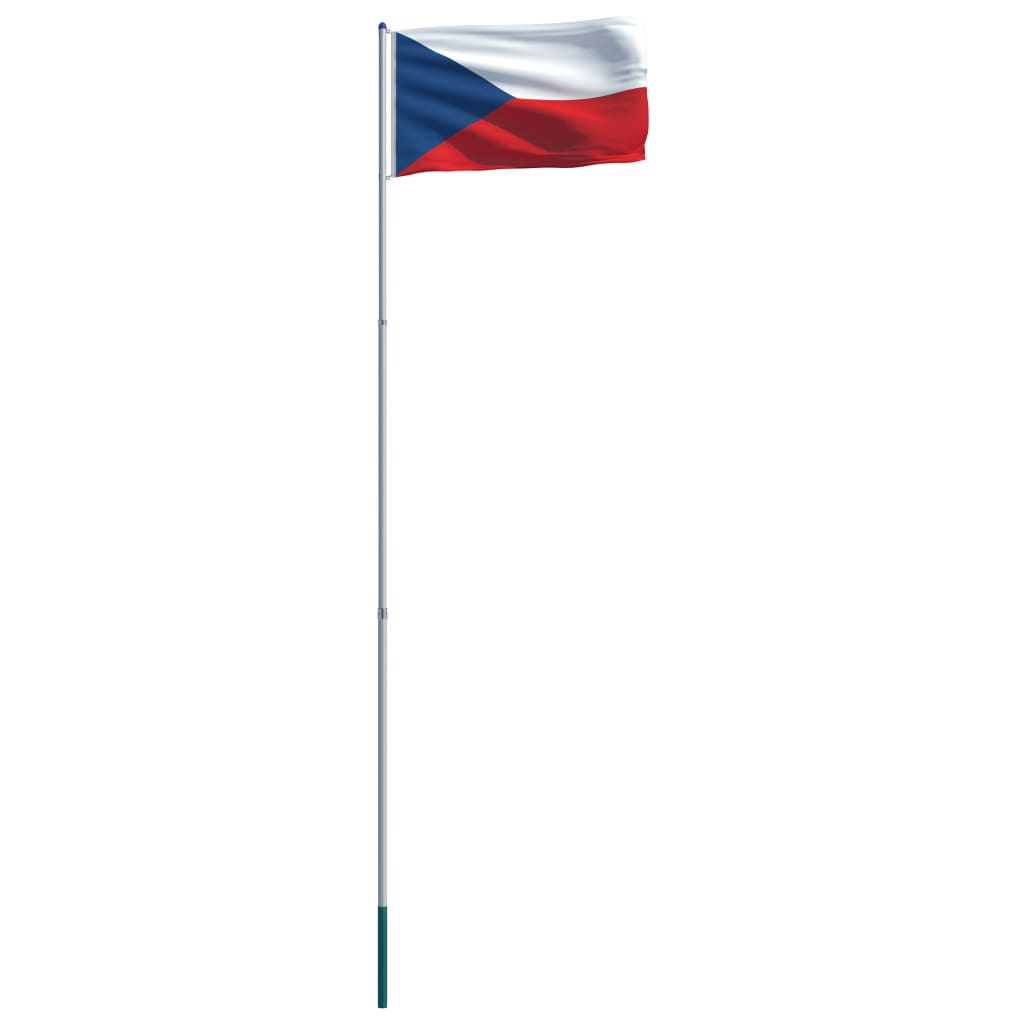 vidaXL Bandera de República Checa y mástil de aluminio 6 m