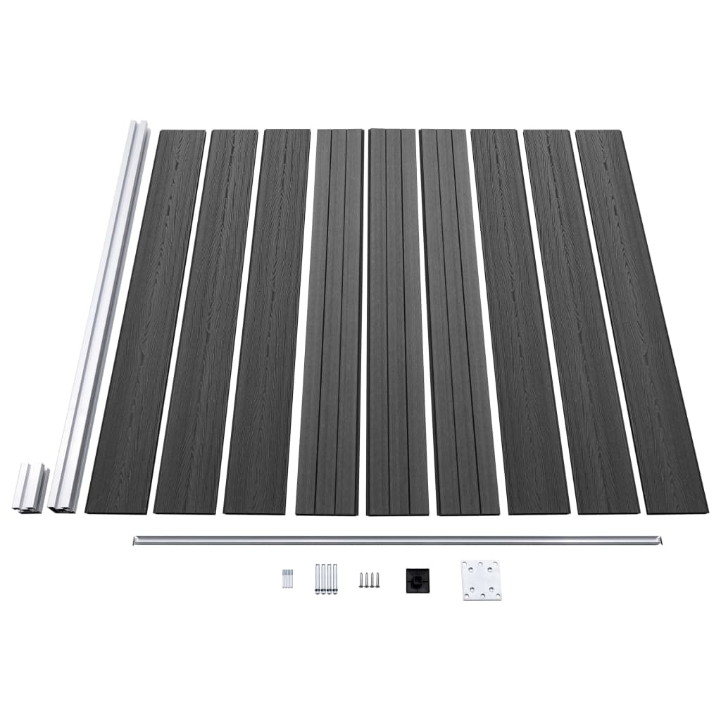 vidaXL JSet de paneles de valla WPC negro 965x(105-186) cm