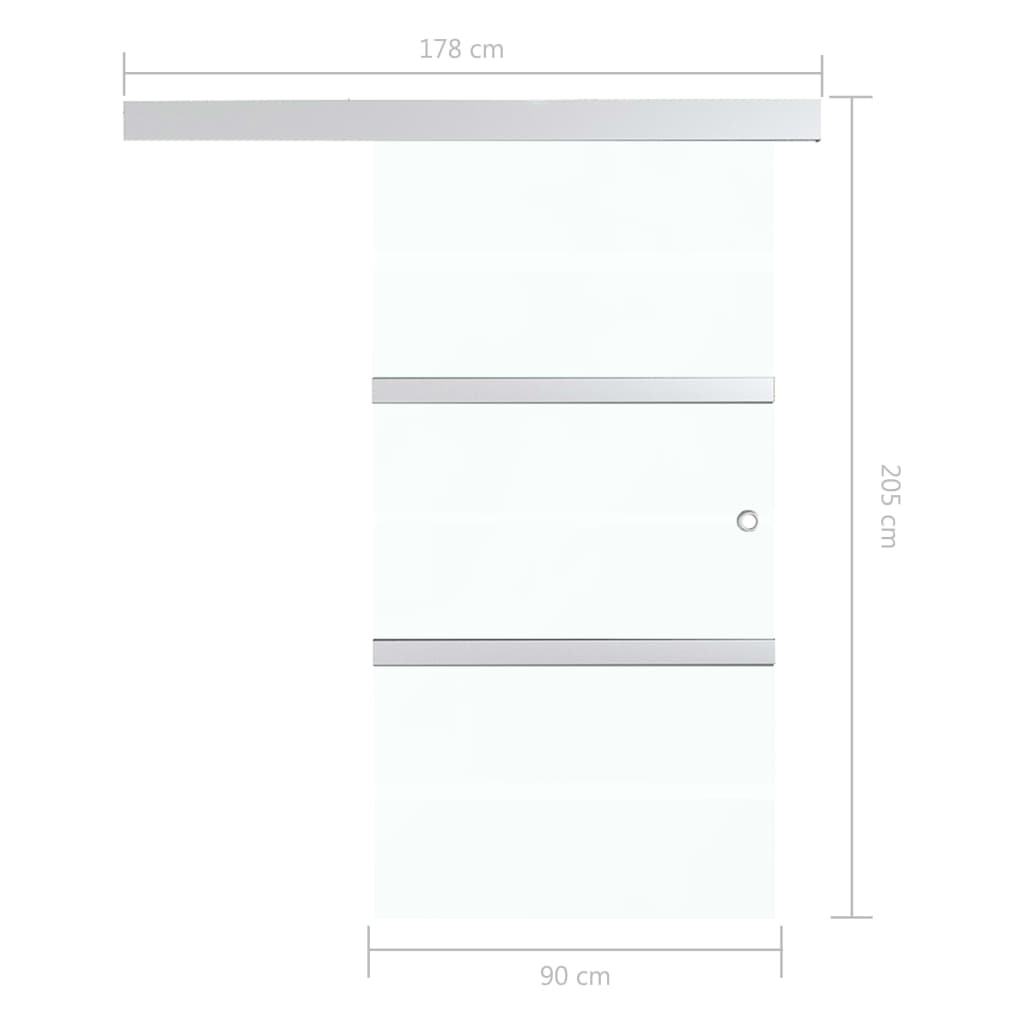 vidaXL Puerta corredera vidrio ESG y aluminio plateado 90x205 cm