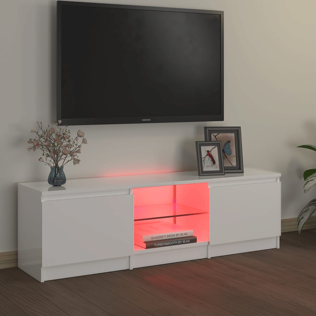 vidaXL Mueble de TV con luces LED blanco brillante 120x30x35,5 cm