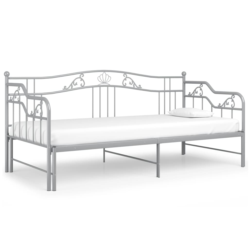 vidaXL Estructura de sofá cama extraíble de metal gris 90x200 cm