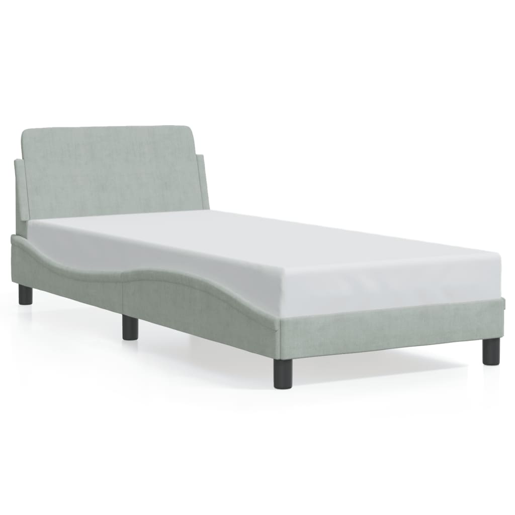 vidaXL Estructura de cama con cabecero terciopelo gris claro 80x200 cm