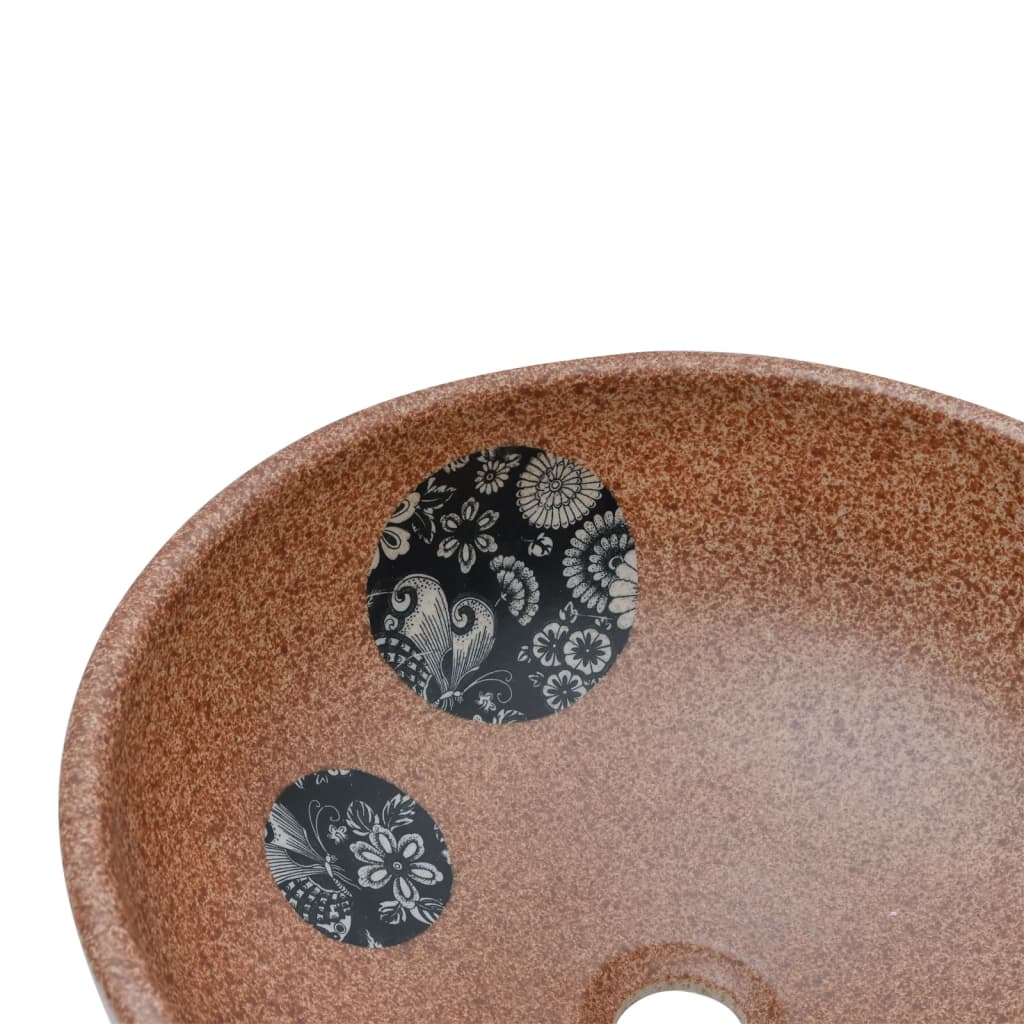 vidaXL Lavabo sobre encimera redondo cerámica marrón y azul Φ41x14 cm