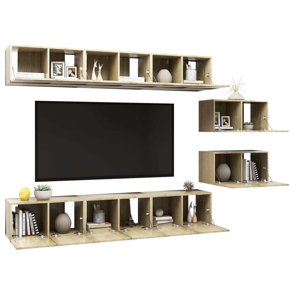 vidaXL Set de muebles salón TV 8 pzas madera ingeniería roble Sonoma