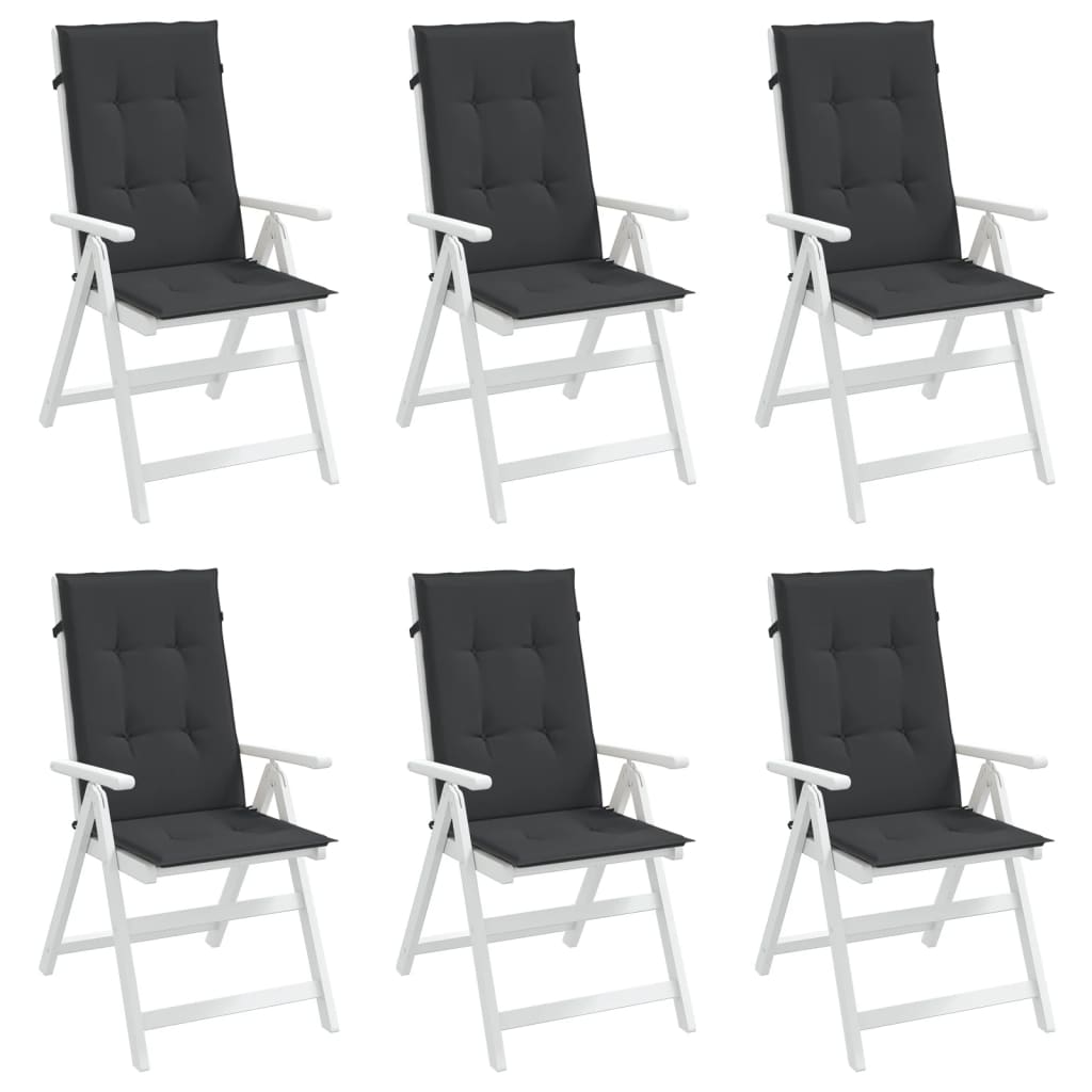 vidaXL Cojín silla de jardín respaldo alto 6 uds tela negro 120x50x3cm