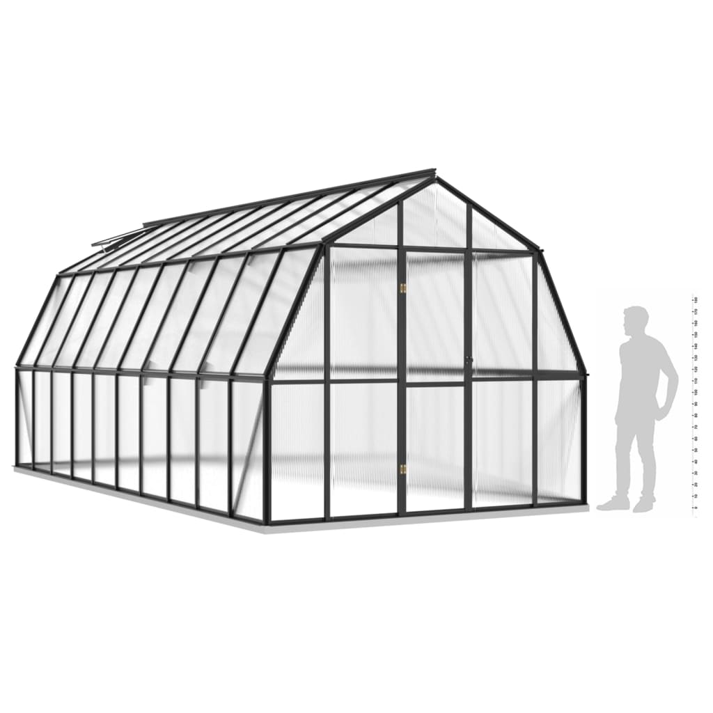 vidaXL Invernadero con estructura de aluminio gris antracita 15,74 m²