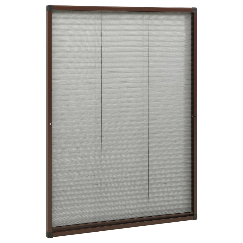 vidaXL Mosquitera plisada para ventanas aluminio marrón 80x120 cm