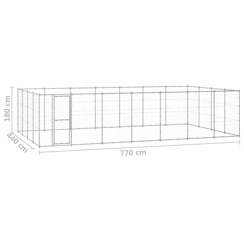vidaXL Perrera de exterior de acero galvanizado 33,88 m²