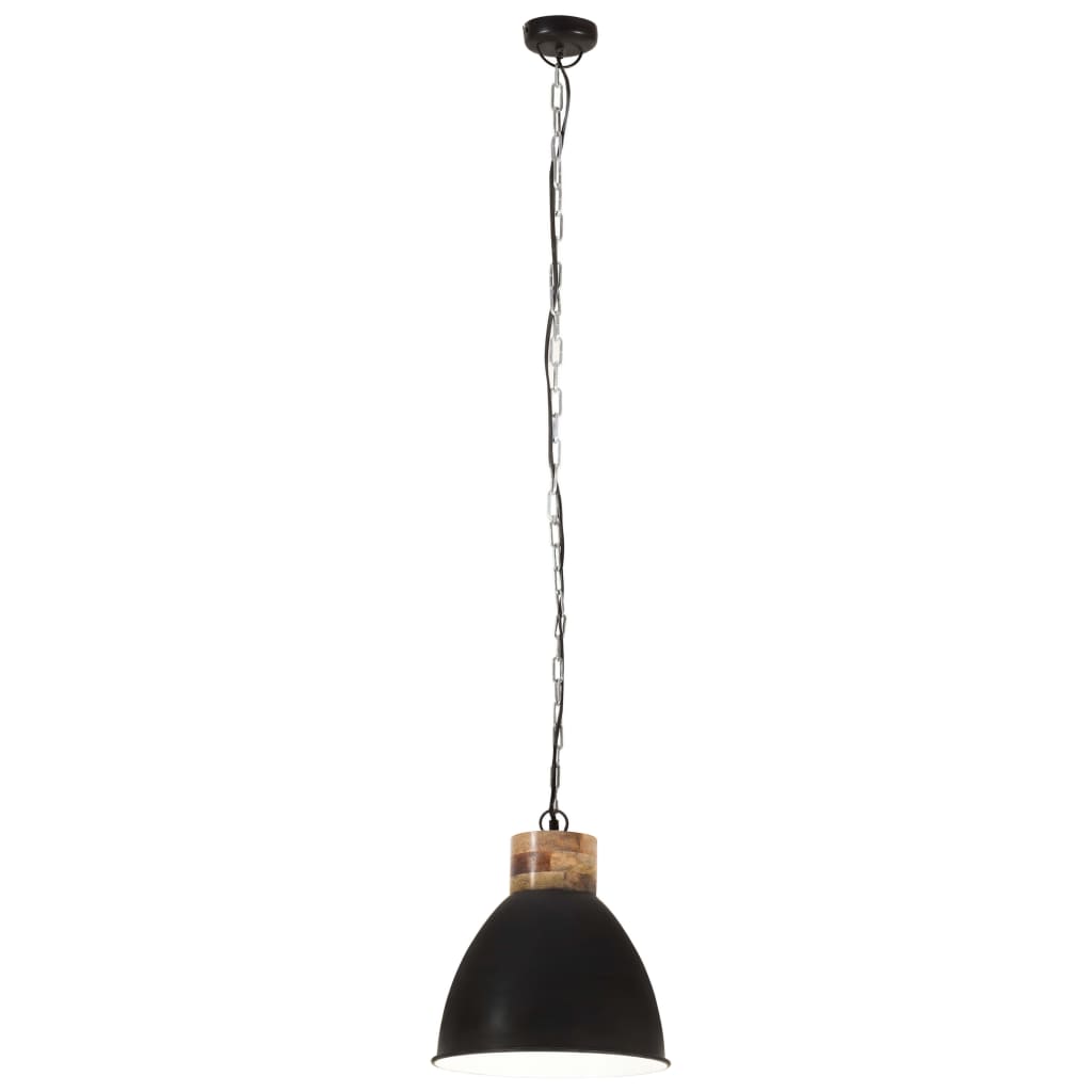 vidaXL Lámpara colgante industrial hierro negro y madera 46 cm E27