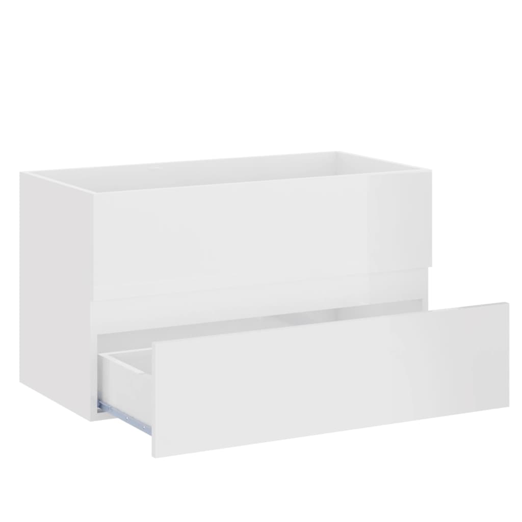 vidaXL Set muebles de baño 2 piezas madera contrachapada blanco brillo