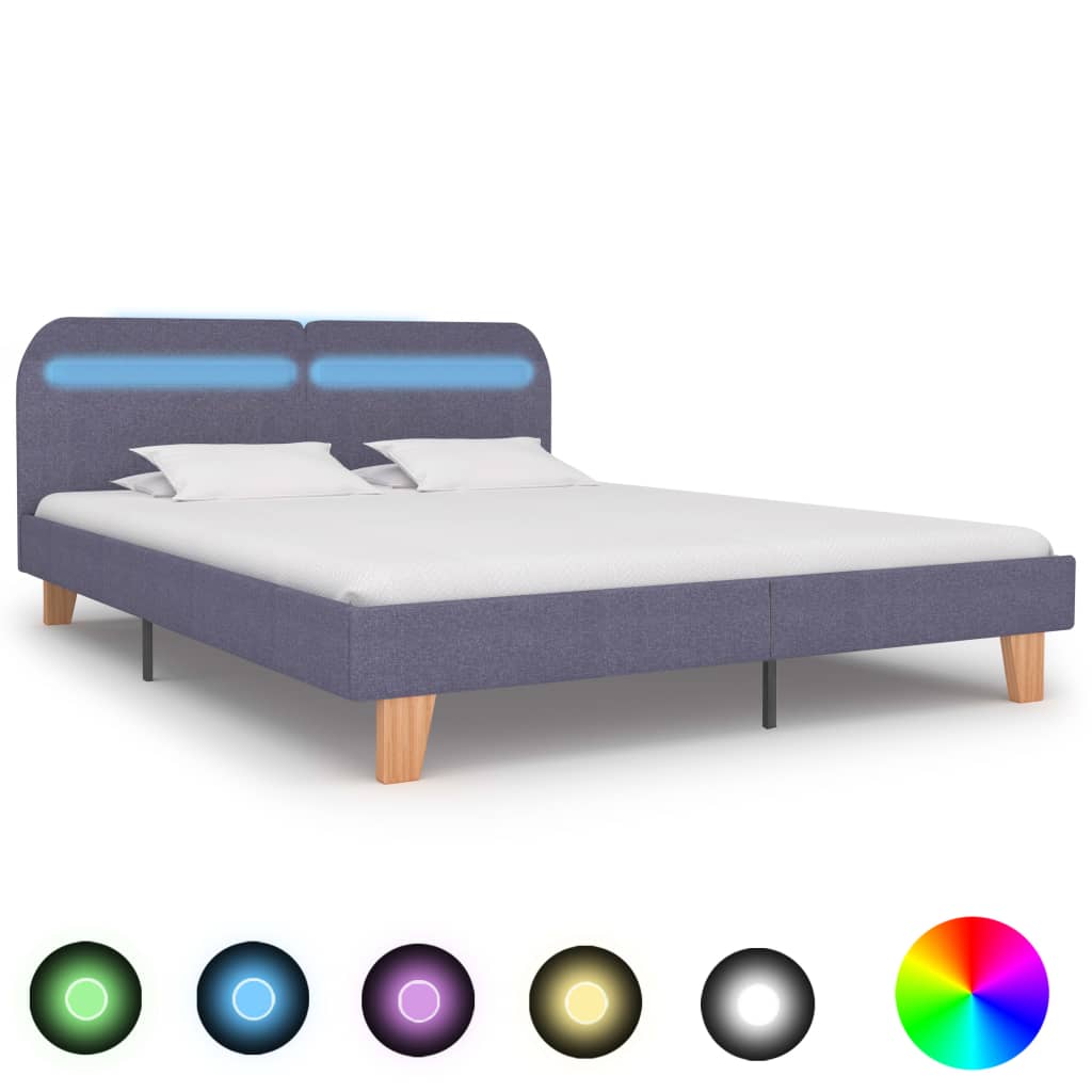 vidaXL Estructura de cama con LED tela gris claro 160x200 cm