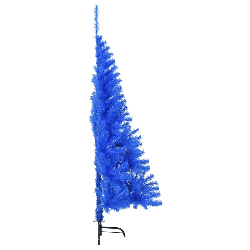 vidaXL Medio árbol de Navidad artificial con soporte PVC azul 150 cm