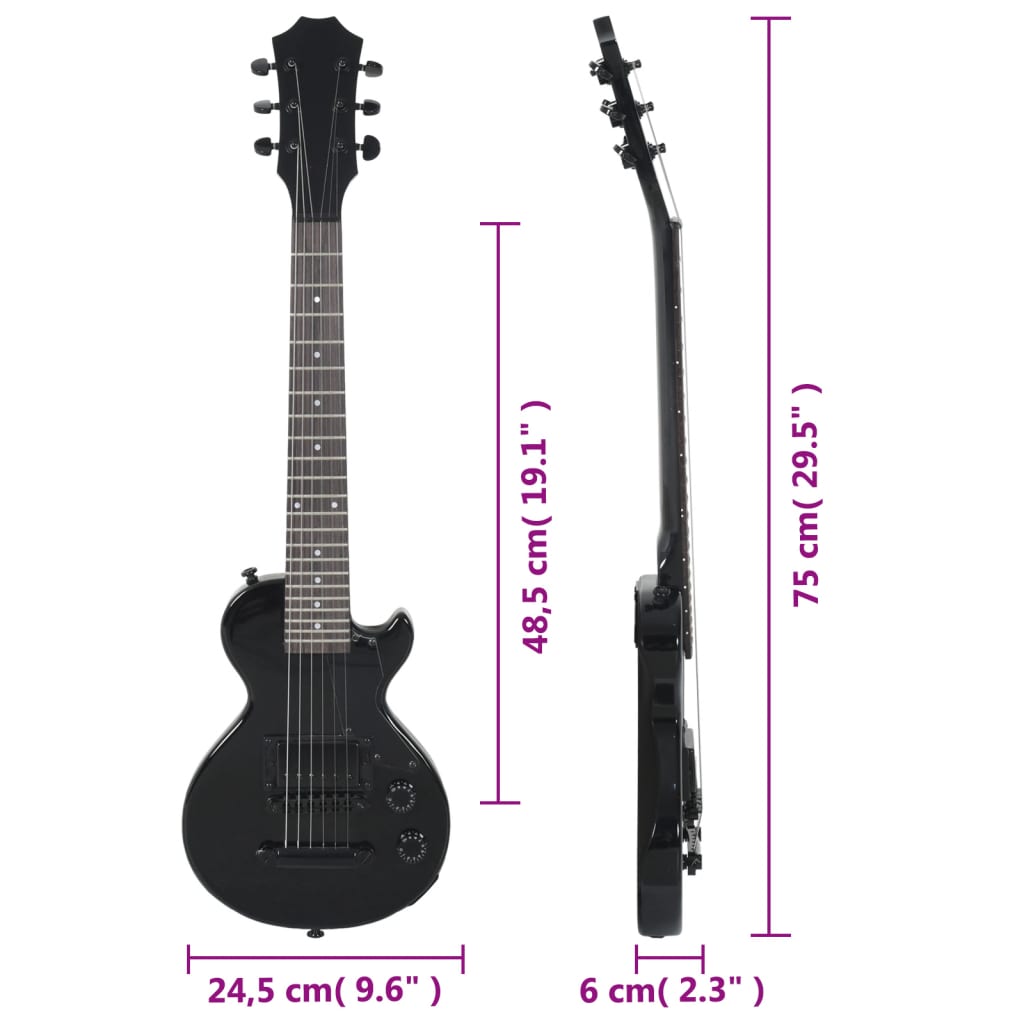 vidaXL Guitarra eléctrica para niños con funda negro 3/4 30"