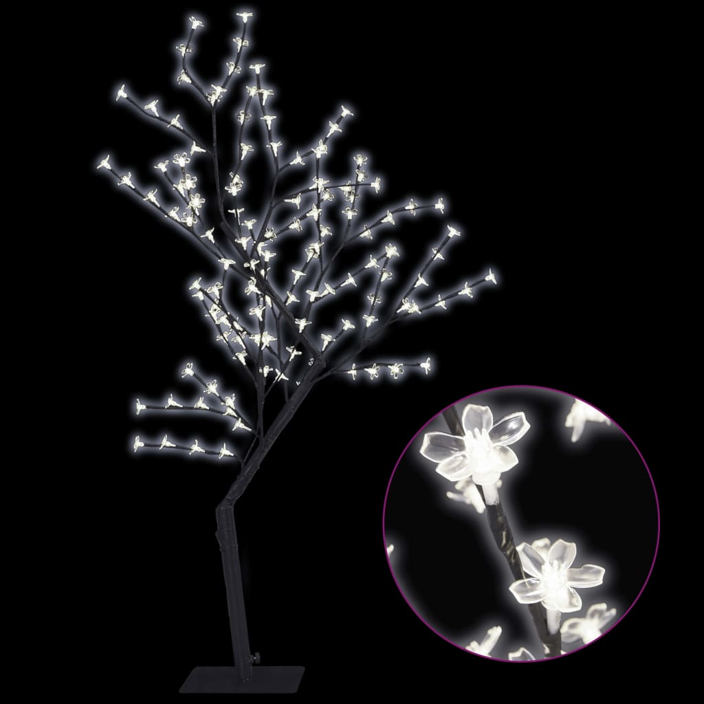 vidaXL Árbol de Navidad 128 LEDs blanco frío flores de cerezo 120 cm