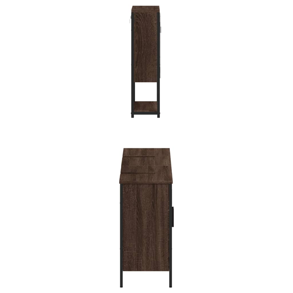 vidaXL Set de muebles baño 3 pzas madera contrachapada roble marrón