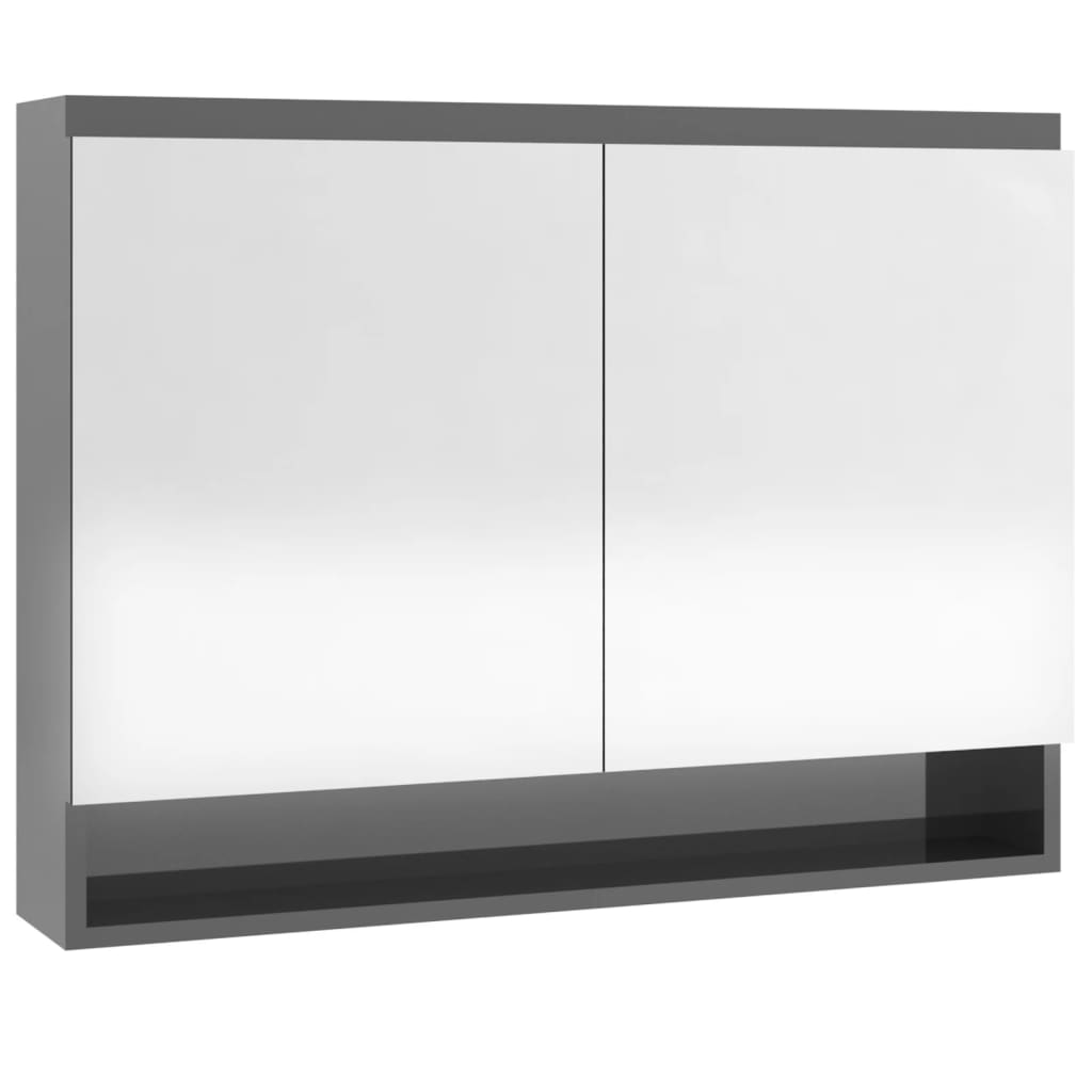 vidaXL Armario de baño con espejo MDF gris brillante 80x15x60 cm