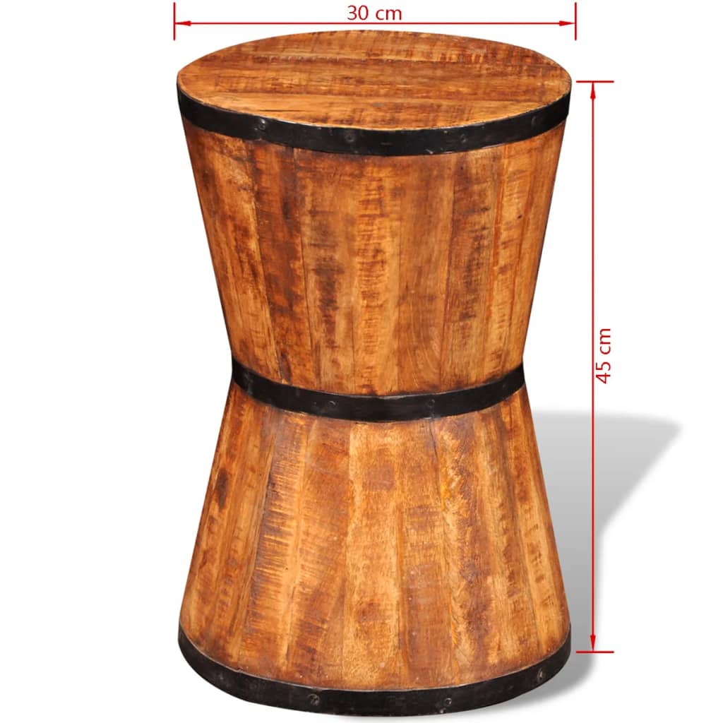 vidaXL Taburete con forma de reloj de arena madera de mango rugosa