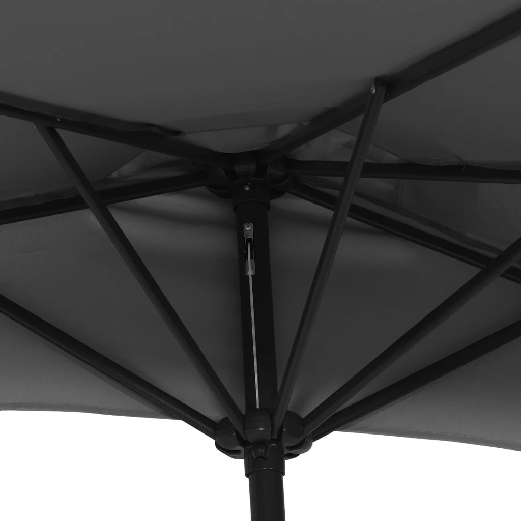 vidaXL Sombrilla de balcón semicircular palo aluminio gris 300x155 cm