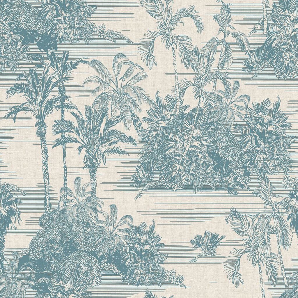 DUTCH WALLCOVERINGS Papel pintado Tropical beige y azul claro