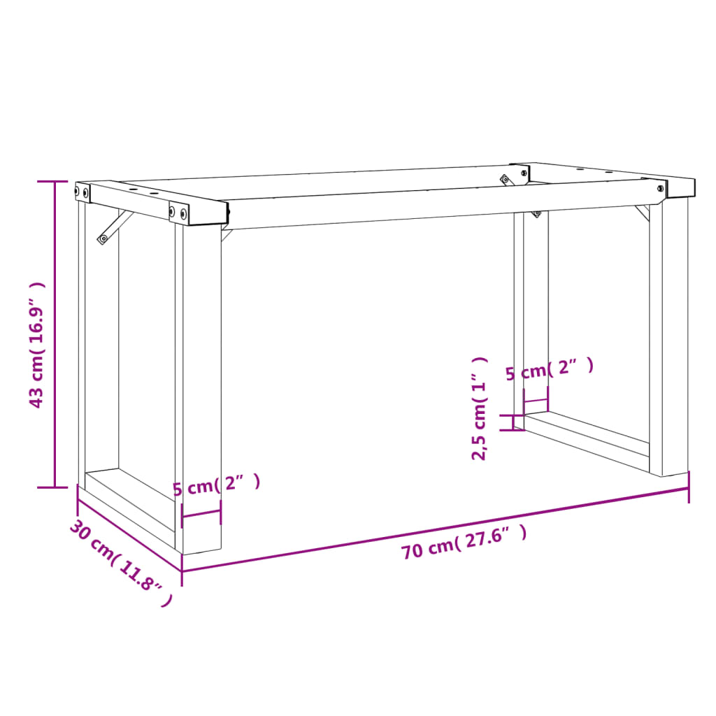 vidaXL Patas de mesa de centro estructura O hierro fundido 70x30x43 cm