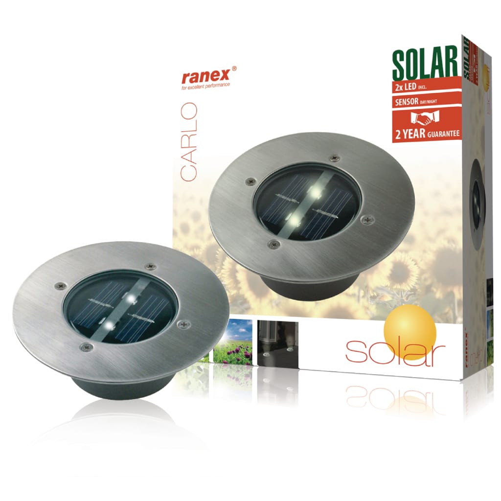 Ranex Foco solar redondo 0,12 W plateado 5000.197