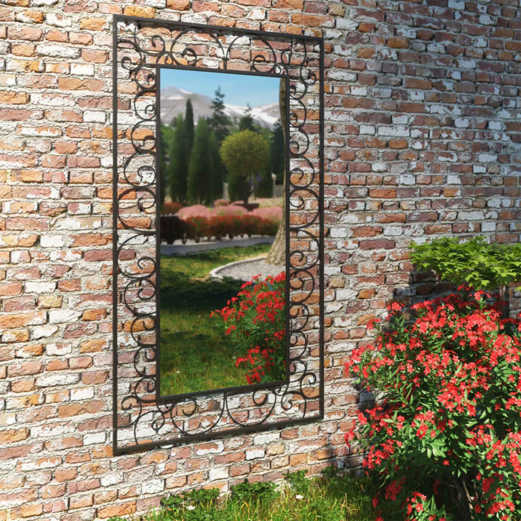 vidaXL Espejo de pared de jardín rectangular 60x110 cm negro