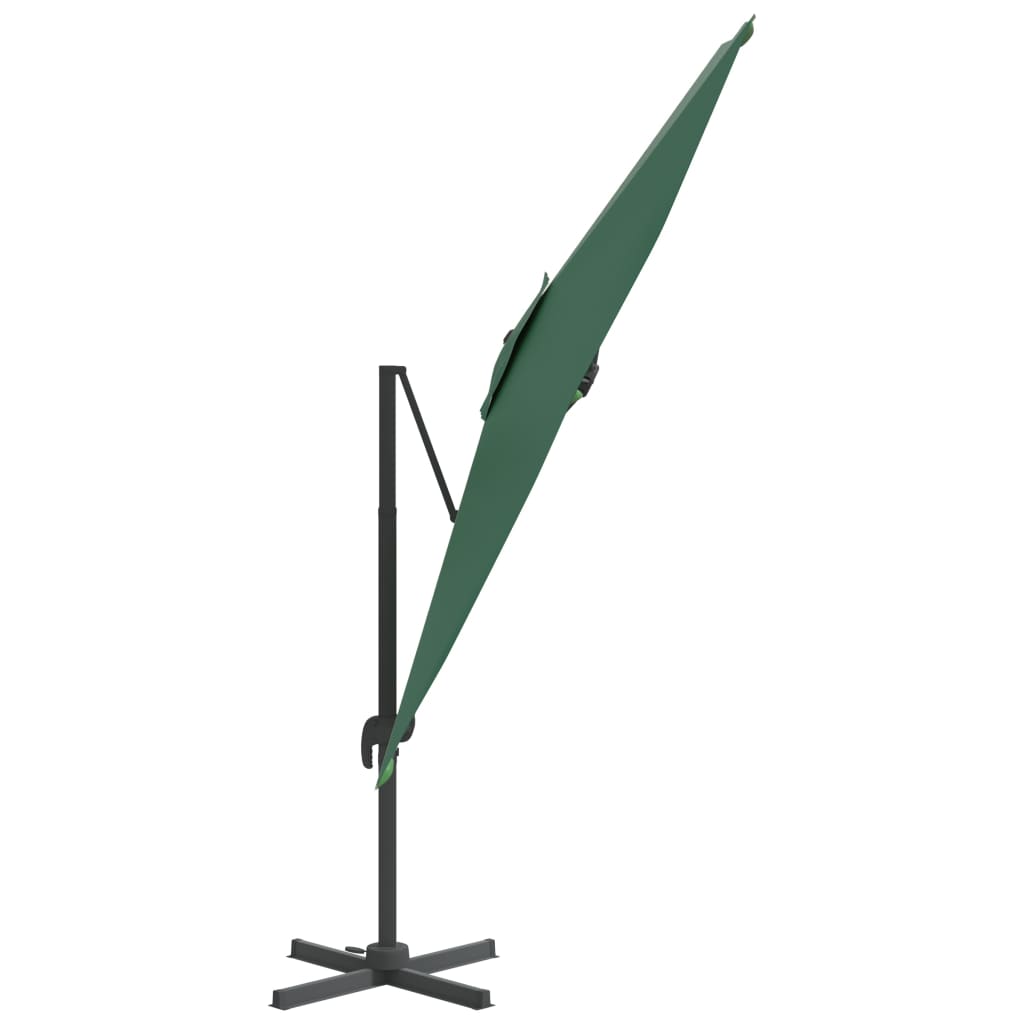vidaXL Sombrilla voladiza con poste de aluminio verde 300x300 cm