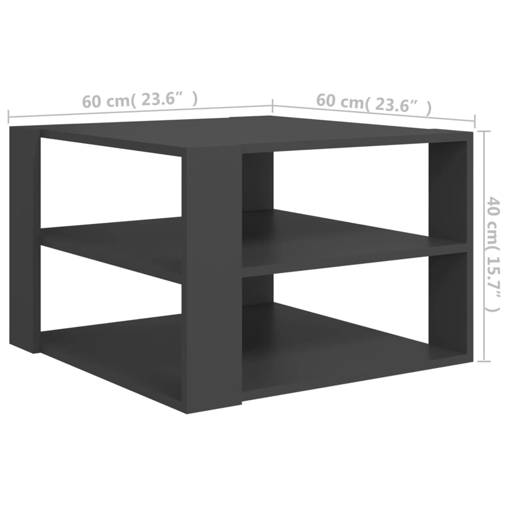 vidaXL Mesa de centro madera contrachapada gris 60x60x40 cm