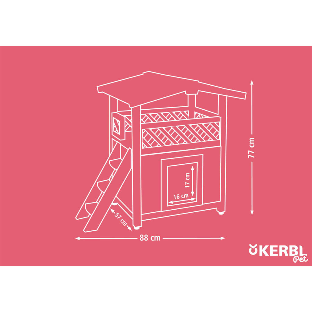 Kerbl Casa para gatos con calefacción Deluxe marrón oscuro 88x57x77 cm
