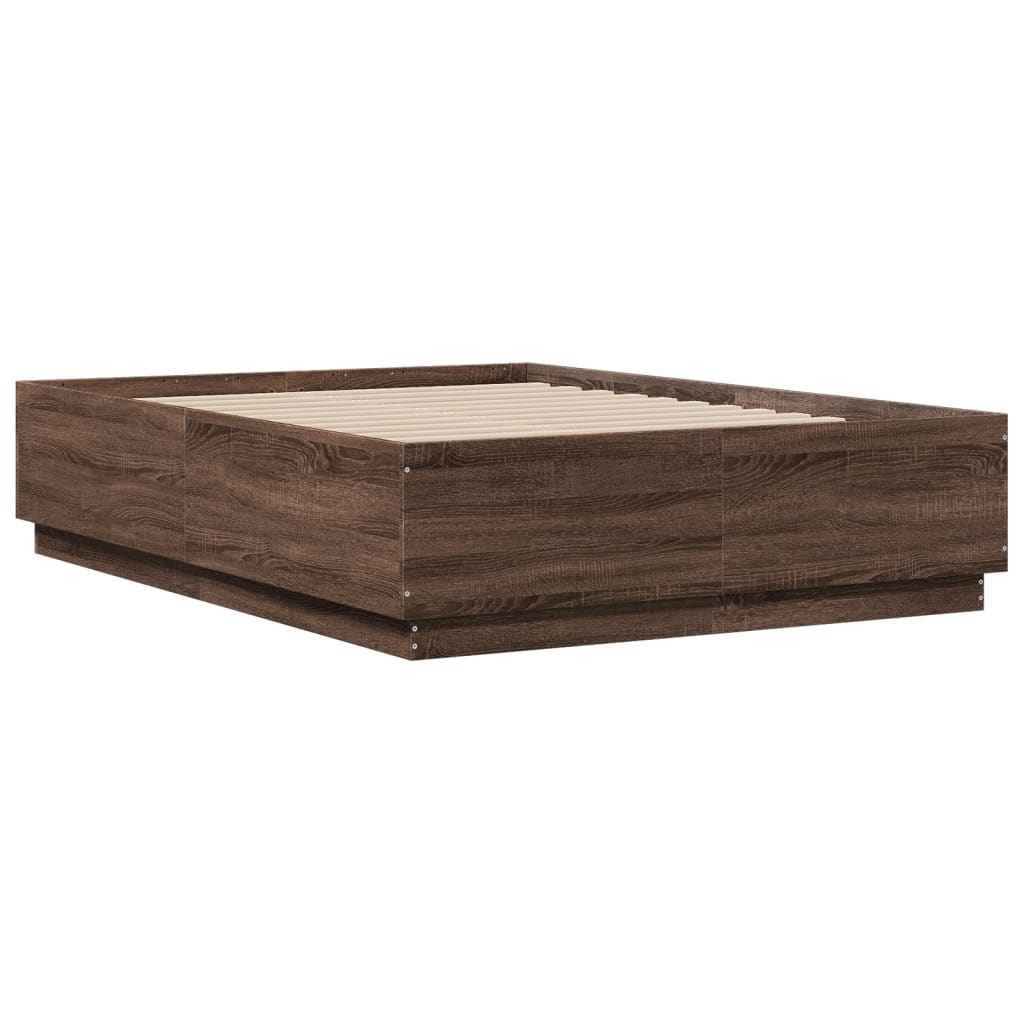 vidaXL Estructura de cama madera de ingeniería marrón roble 120x190 cm