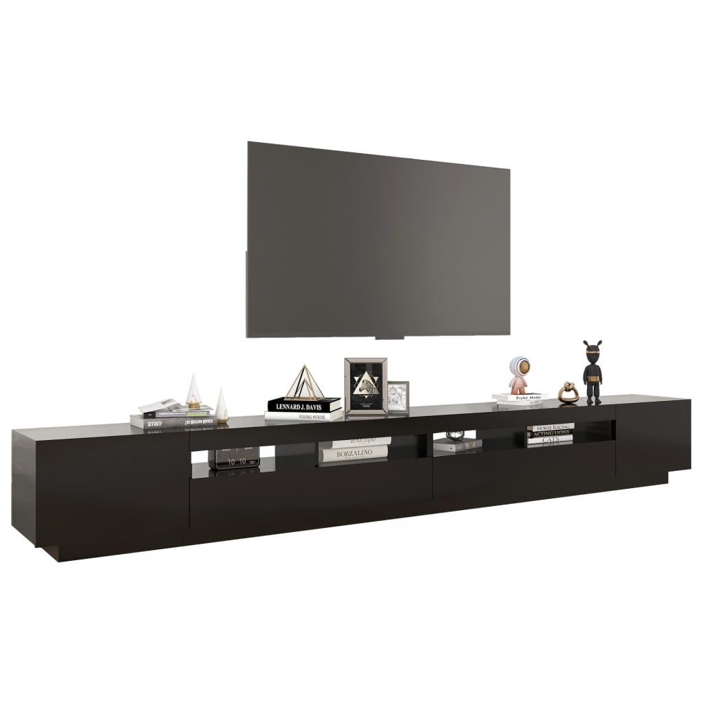 vidaXL Mueble para TV con luces LED negro 300x35x40 cm