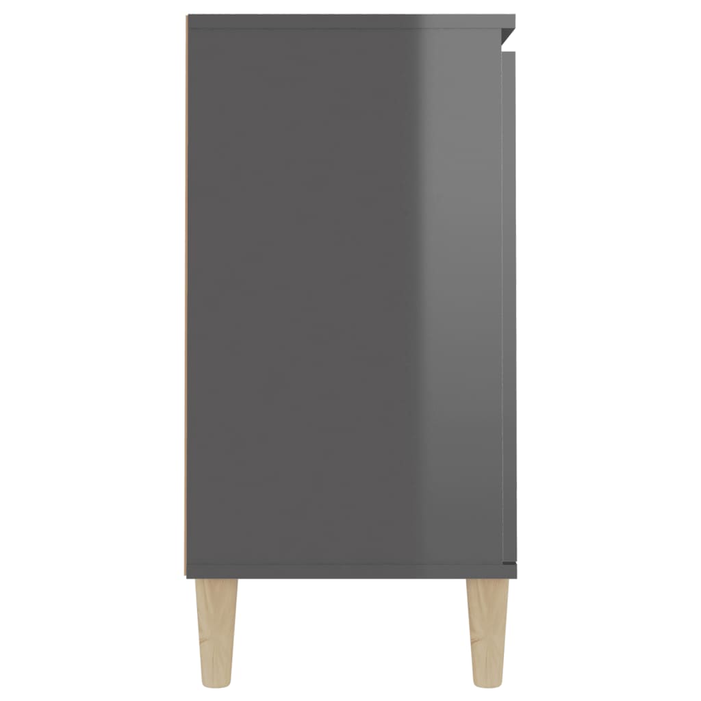vidaXL Aparador de madera contrachapada gris brillante 103,5x35x70 cm