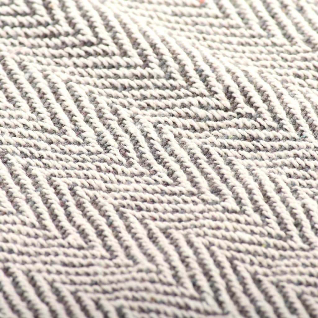 vidaXL Manta en espiguilla de algodón gris 160x210 cm