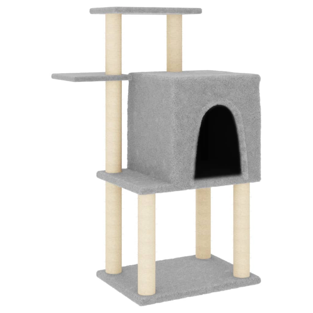 vidaXL Rascador para gatos con postes de sisal gris claro 97 cm