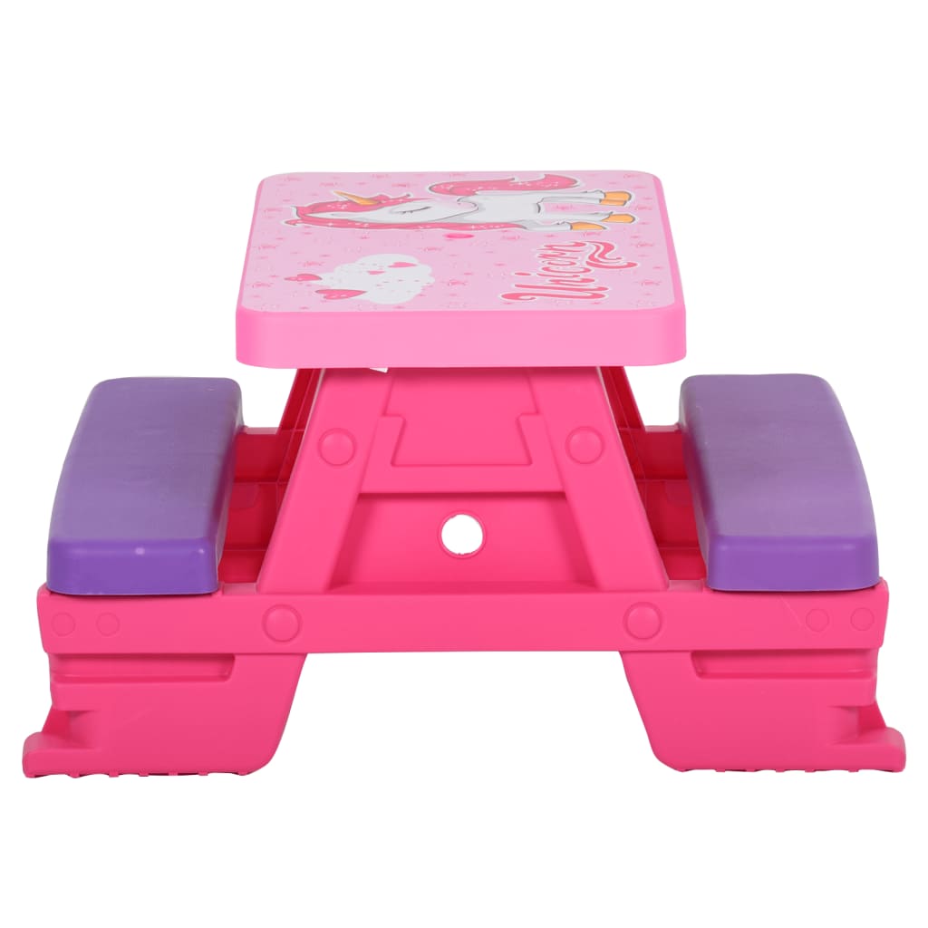 vidaXL Mesa de pícnic infantil con bancos rosa 79x69x42 cm