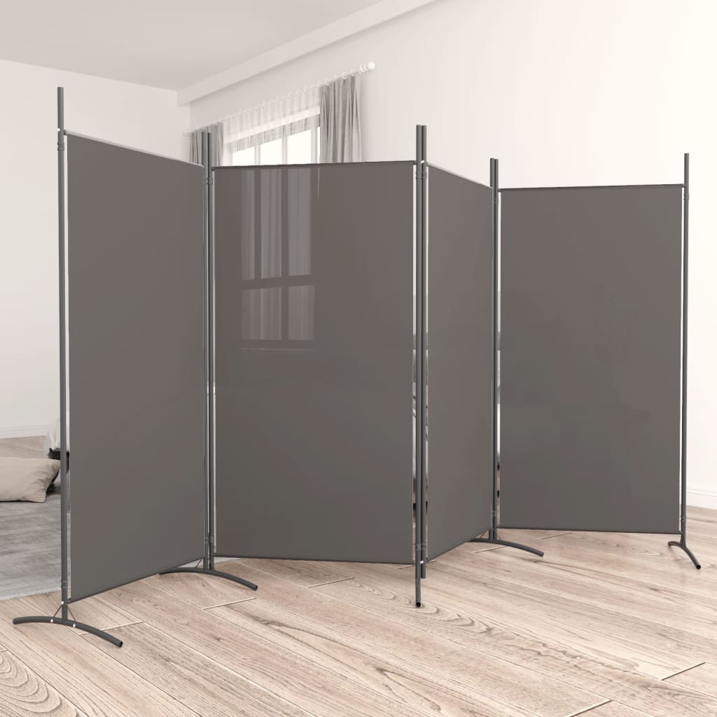 vidaXL Biombo divisor de 4 paneles de tela gris antracita 346x180 cm