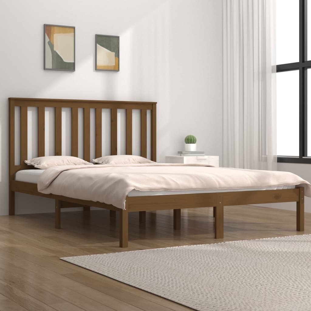 vidaXL Estructura de cama madera maciza de pino marrón miel 120x200 cm