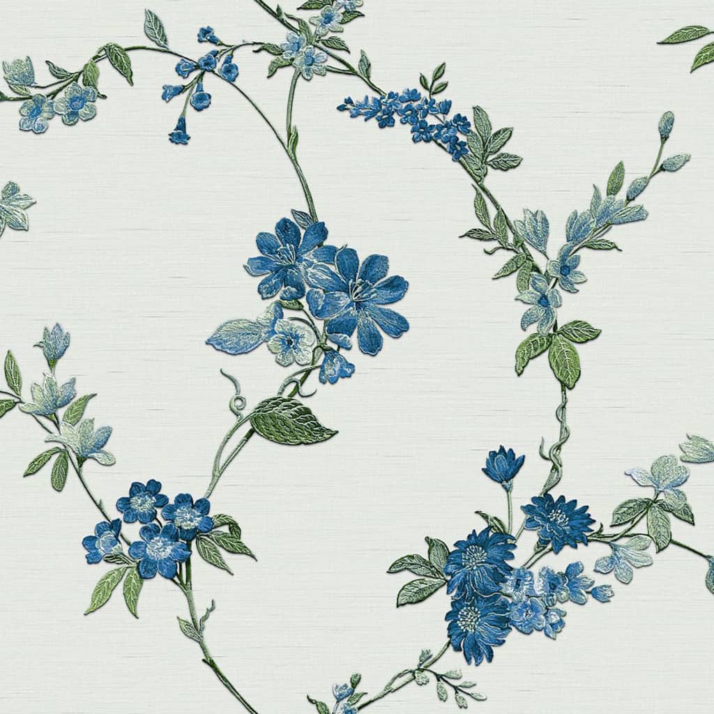 DUTCH WALLCOVERINGS Papel pintado Flower azul claro